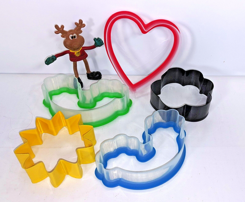 5 pc Wilton Comfort Grip Cookie Cutters Heart Rainbow/Clouds Daisy & Paw - Picture 2 of 3