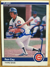RON CEY CHICAGO CUBS SIGNED FLEER 1984 CARD #490 AUTOGRAPH
