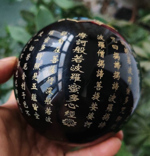 1342g NATURAL OBSIDIANA TALLADA REZA POR BUENA SUERTE BOLA ESFERA CRISTAL CURACIÓN - Imagen 5 de 17