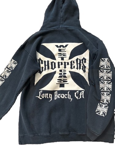 Y2K Vintage West Coast Choppers Zip Up Black Hoodie Sweatshirt XXL