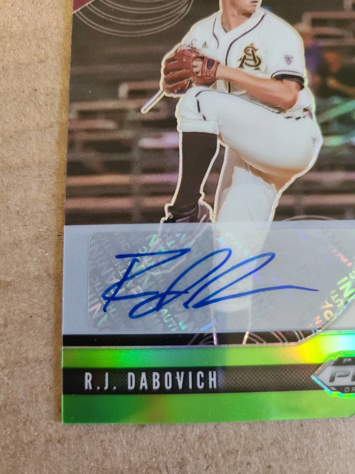 RJ Dabovich 2020 Panini Prizm Draft Picks Green Refractor Autograph 01/23 Giants - Image 4 of 4