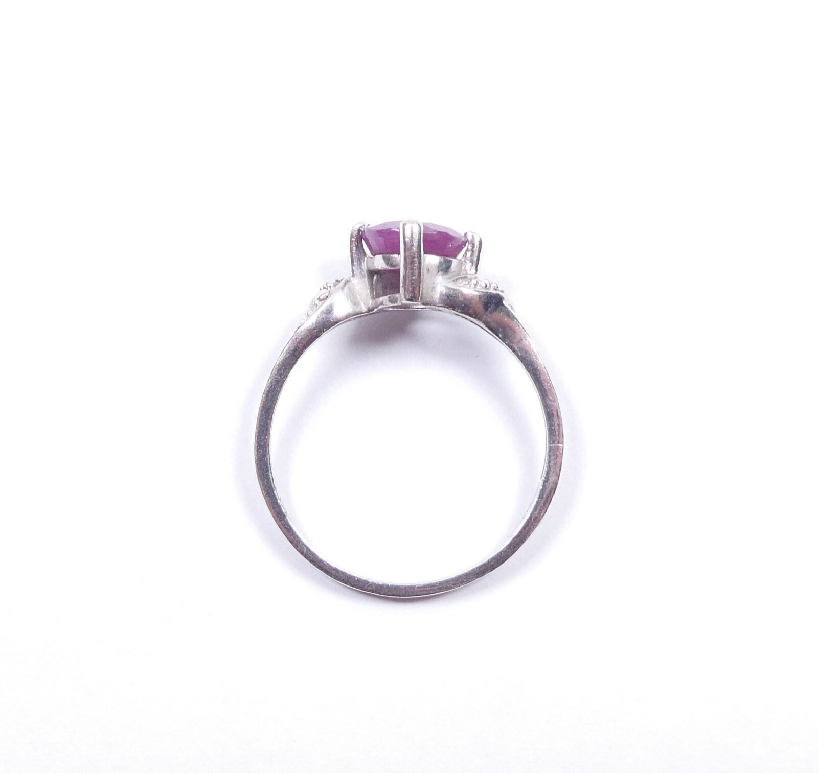 Ruby Solitaire Ring With Diamond Accents 925 Ster… - image 5