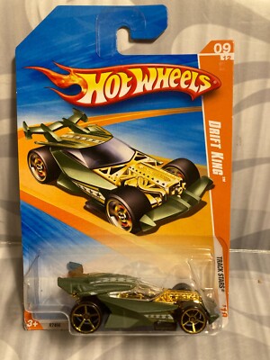 2010 HOT WHEELS  ''TRACK STARS'' #073 = DRIFT KING = GREEN