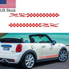 2Pcs 70.5'' Red Lattice Graphic Body Side Skirt Door Vinyl Sticker Decal Decor