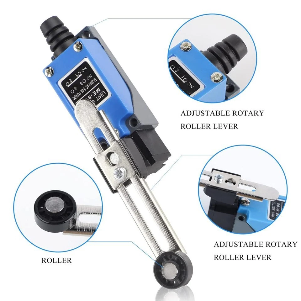 2X ME-8108 Einstellbarer Rollenhebelarm-Endschalter, NC + NO (DPDT), CNC-Fräser - Bild 3 von 4