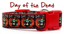  Day of the Dead dog collar handmade adjustable buckle collar 1" wide or leash
