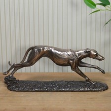 Bronze Racing Greyhound Standing Statue Whippet Sculpture Dogs Cold Cast 31037