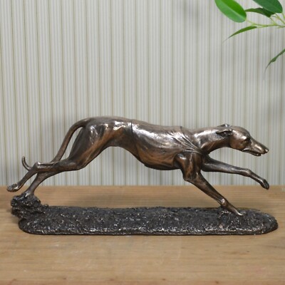 Bronze Racing Greyhound Standing Statue Whippet Sculpture Dogs Cold Cast 31037