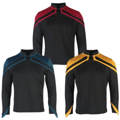 MARKENLOS ST Admiral JL Picard Rot Uniforms Startfleet Männer Blau Gold Top Shirts