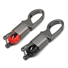 Car Key Fob Keychains Leather Holder Key Chain Sturdy Metal with Black and Red