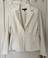 White House Black Market 12 - Signature Blazer 2 Button Comfortable Stretch ECRU