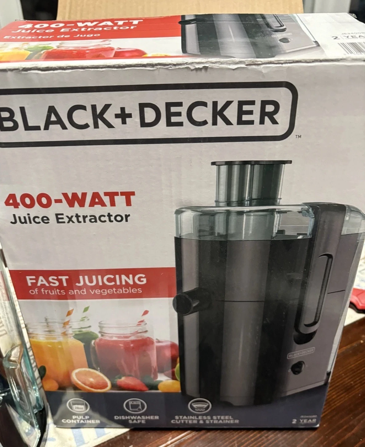 BLACK+DECKER Fruit & Vegetable Juicer Extractor, 400-Watt, Quiet, Black NIB!