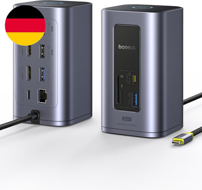 Baseus Docking Station USB-C, Nomos Air 12 in 1, Dockingstation 2 Monitore, 2 * 