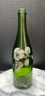 Vtg Collectible Perrier Jouet Fleur de Champagne Painted Bottle Empty No Label
