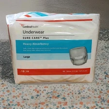 Cardinal Health Underwear Sure Care Plus Heavy Absorbency Large 18 Count 44-54"