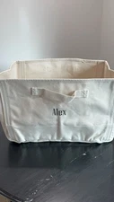 Pottery Barn Canvas Tub Natural Storage Basket CB Station Monogram “Alex”