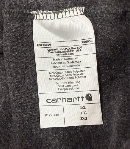 Carhartt Loose Fit Mens 3XL Short Sleeve T-Shirt Spell Out Yellowstone Dark Gray - Picture 4 of 5