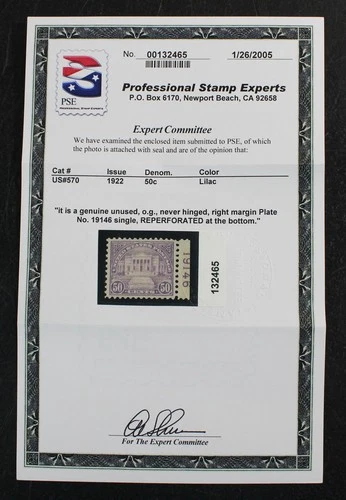 CKStamps: US Stamps Collection Scott#570 Mint NH OG PSE Cert