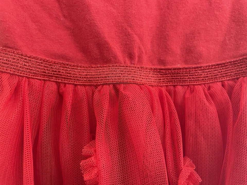 Vestido de manga larga H&M forrado de tul rojo liso para niñas pequeñas 4T Foto 3 de 4