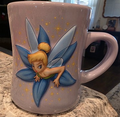 Disney Store Tinker Bell Stuck in Keyhole 3D Purple Coffee Mug Cup Fairy Pixie