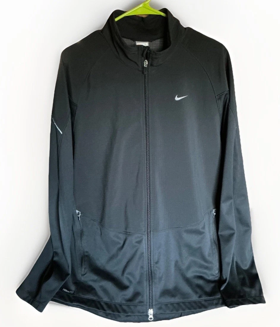 NIKE FITSTORM Jacket Black Full Zip Soft Shell Mens Golf Size L