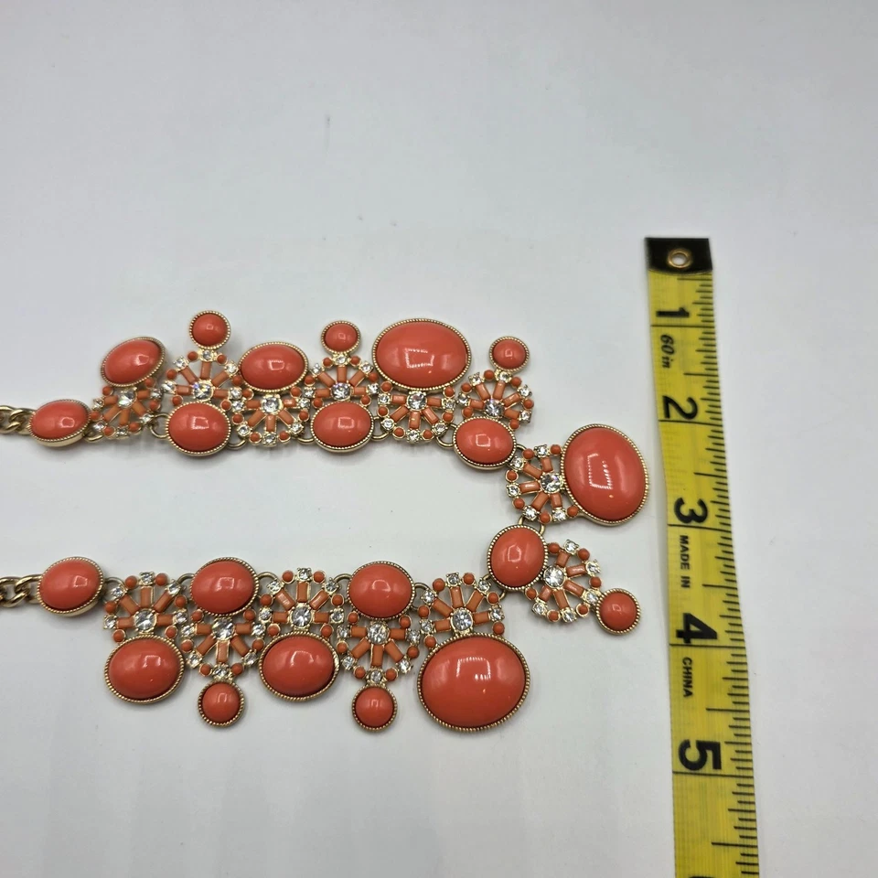 Банан Repubic коренастый коралл заявление ожерелье золотистый оранжевый камни кристалл - Изображение 2 из 4