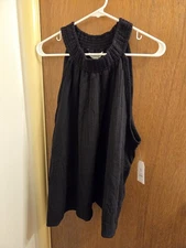 Time And Tru Womens XXL 20 BLACK Smocked Halter Top New Nwt
