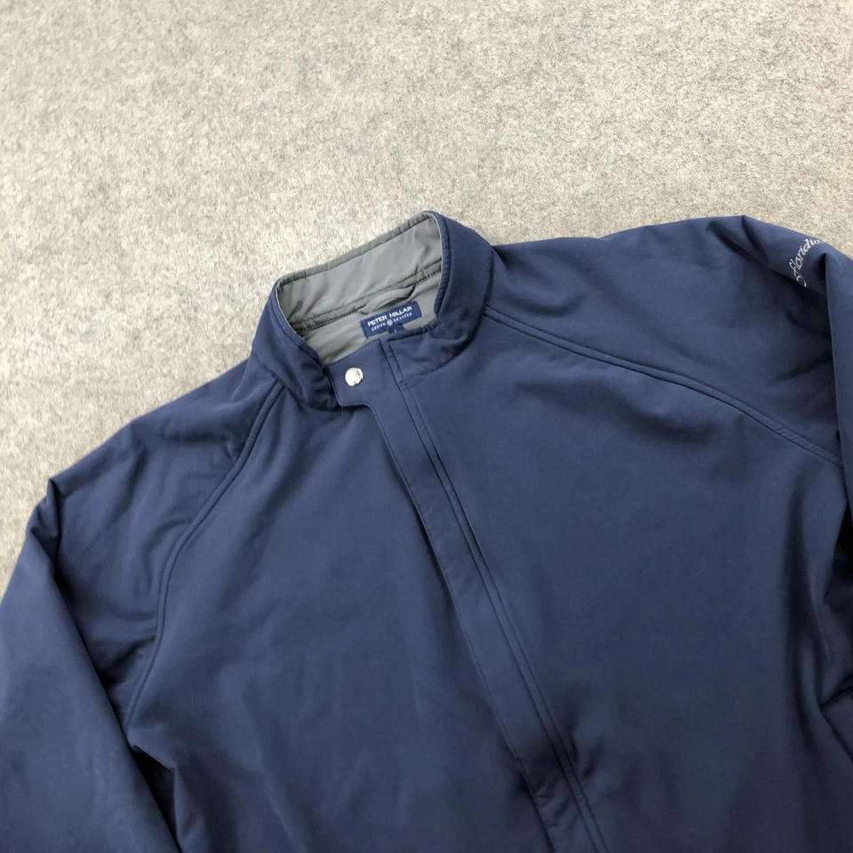 Chaqueta Peter Millar Para Hombre Grande Corona Azul Marino Hecha a Mano Softshell Forrada de Vellón Golf Foto 3 de 4