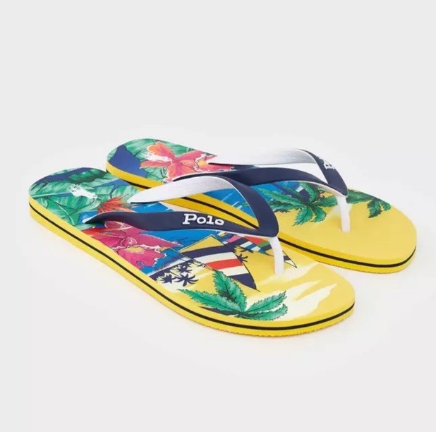 Polo Ralph Lauren BOLT-SN-CSL Aloha Print Flip Flops Shoes 84657