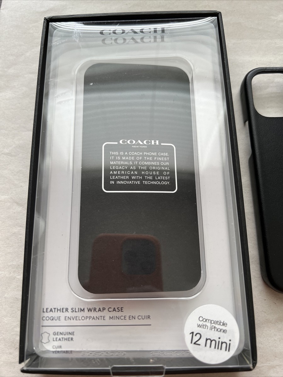 『A024』★正規品★COACH  iPhone12miniケ–ス/Black Coach - Leather Slim Protective Case for iPhone 12 mini (5.4