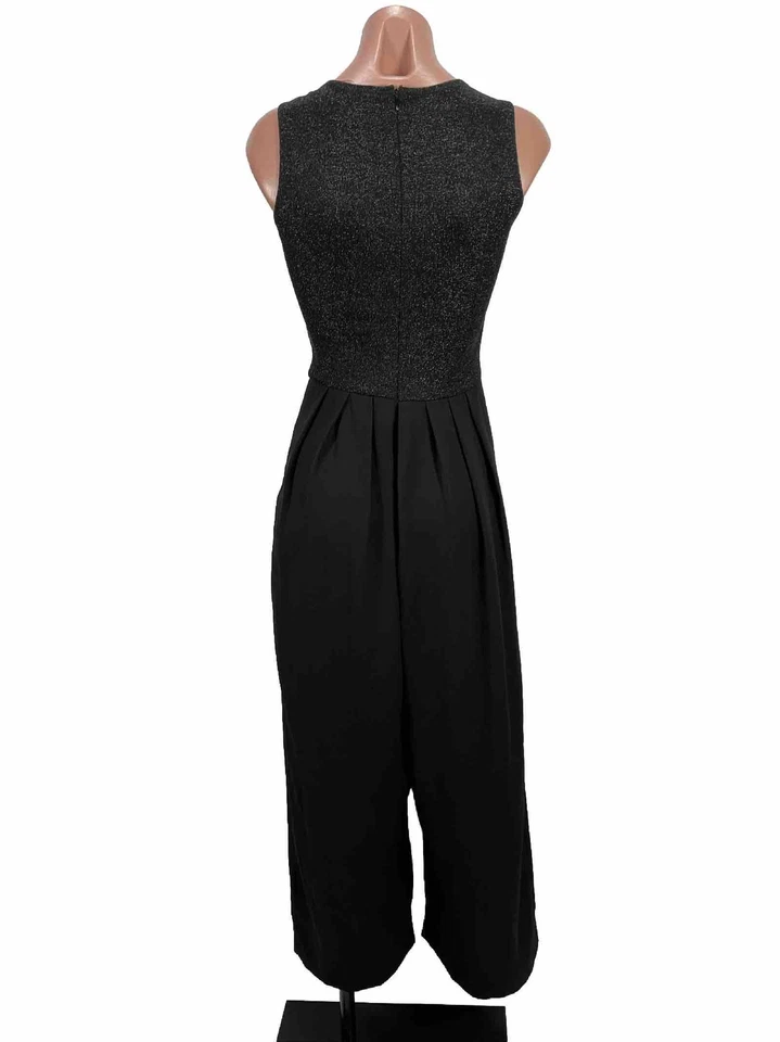 De Colección Años 90 80 CDC Brillo Negro 4 Pantalones Suéter Pierna Ancha Plisado Mono Discoteca Foto 4 de 4