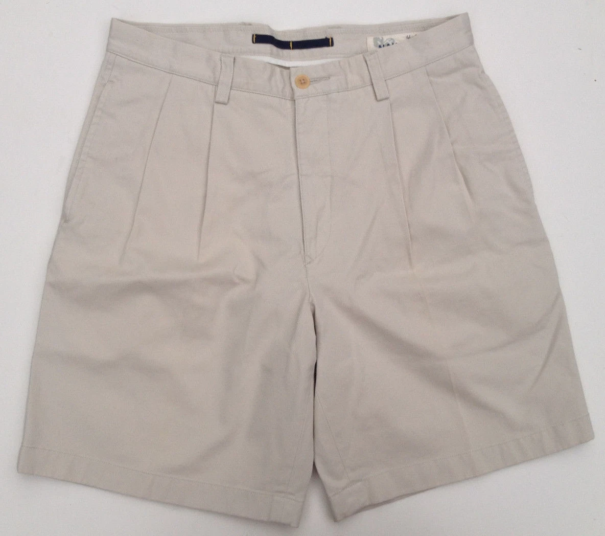 Nautica Chino Shorts Classic Fit 'RIGGER' Size 33 Cotton Beige Khaki NEW Mens