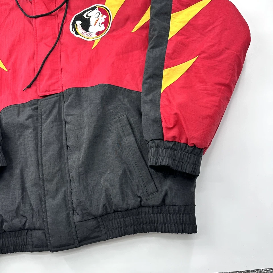 VINTAGE Florida State Seminoles Jacket Mens Large Red Apex One Sharktooth - Image 2 of 4