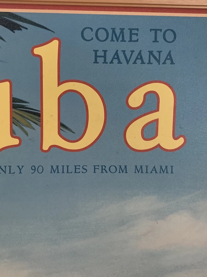 Póster grande vintage de Cuba por Kerne Erickson—HA Jockey Club. Embellecido a mano Foto 3 de 4