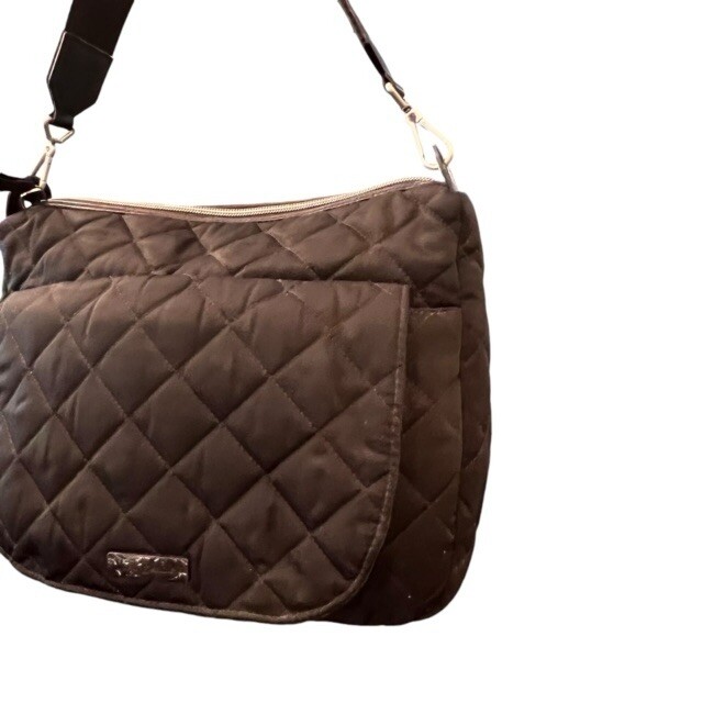 Vera Bradley Carson Shoulder Bag Black Quilted Floral Lining Classic