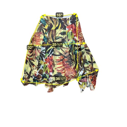 Chico's Asymmetrical Midi Skirt Size 8 Maximalist Festival Hawaiian Cruise Luxe - Picture 5 of 5