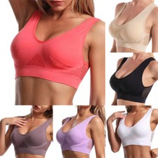 Women Padded Sports Bra Crop Top Running Yoga Fitness Sport Seamless Vest      