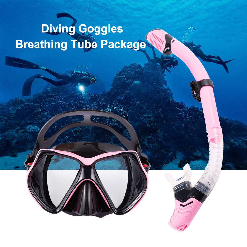 Diving Masks Snorkeling Breath Tube Set Anti-Fog Goggles for Adult ...