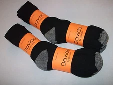 Davido Mens socks crew made in Italy 100% cotton 6 pack black /gray size 10-13