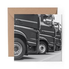 1 x Blank Greeting Card BW - Green Trucks Lorry Delivery Driver #37382