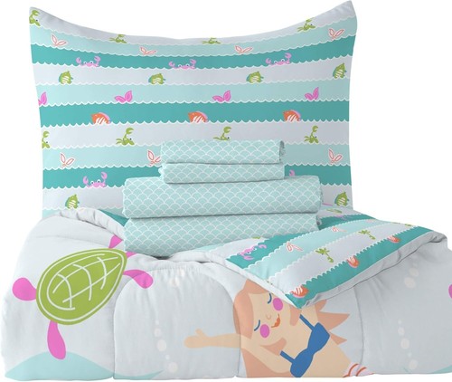 Enchanting 5-Piece Twin Mermaid Dreams Bedding Set - Ultra-Soft Microfiber - Picture 8 of 8