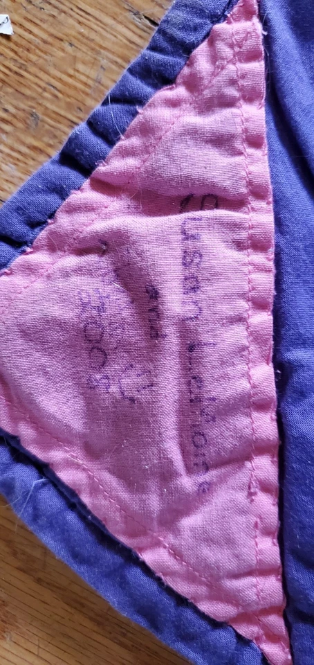 Handmade Large Kitty Cat Block Quilt Throw Bed Cover - 110" x 78" - Purple - Image 4 of 4