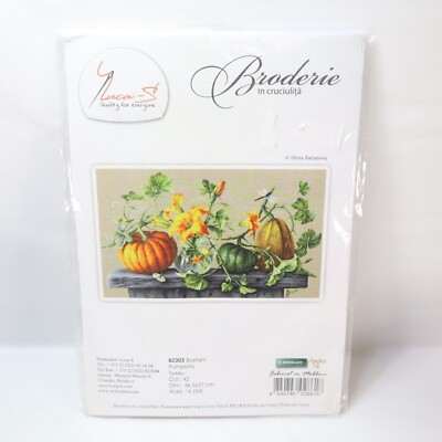 New Pumpkin B2303L Luca-S Counted Cross-Stitch Kit Vines Fall Zweigart 46.5x27cm