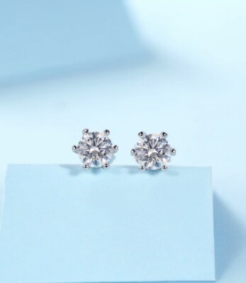 Herrliche Moissanit Ohrringe | 0,5 ct Ohrstecker | runde Form | Weißgold