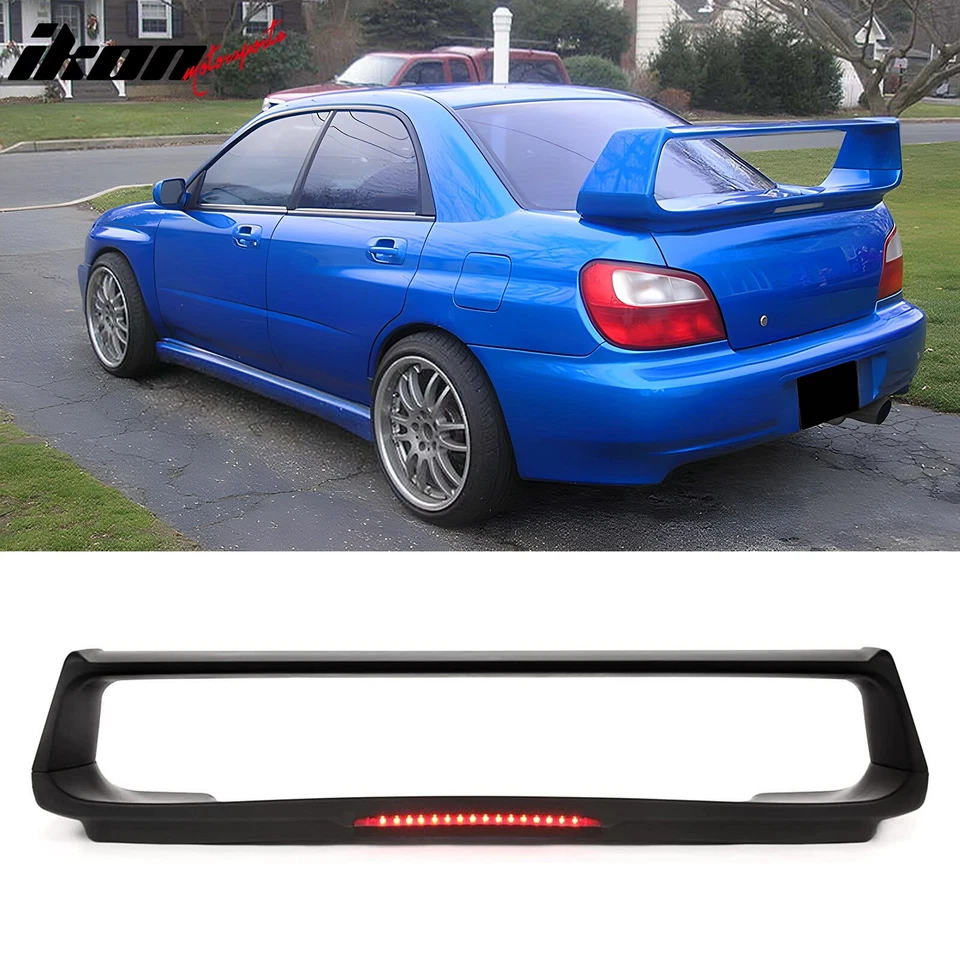 Fits 02-07 Subaru Impreza WRX STI Style Rear Trunk Spoiler W/LED Light Unpainted