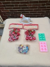 Vintage 2x12 Mini Red Apples Ornaments primative houses rocking horse Miniature 