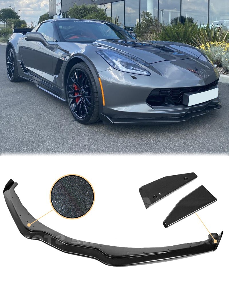 Front Lip Splitter For 14-19 Corvette C7 Z06 Stage 2 CARBON FLASH
