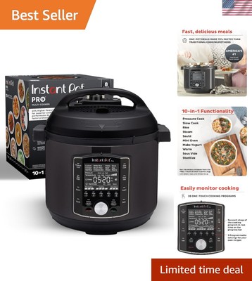 8QT Multi-Cooker with Overheat Protection & Access to 800 Recipes - Black