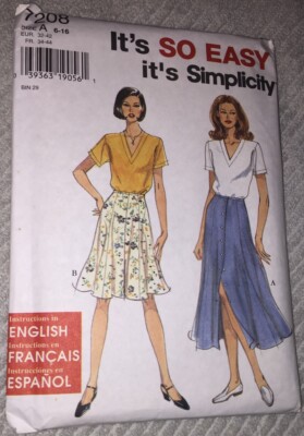 Simplicity 7208 - Size A 6-16 - Misses Skirt & Top Pattern Uncut | eBay