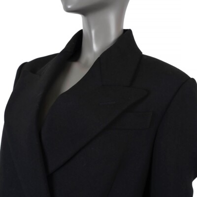 69866 auth ALEXANDER MCQUEEN black wool 2020 DOUBLE BREASTED MAXI